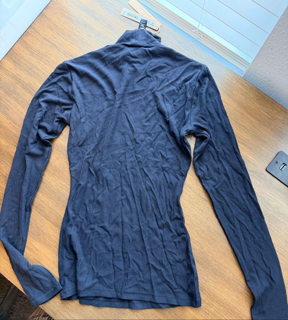 SKIMS Soft Lounge Mock Neck Long Sleeve Top Onyx Black Size S LS-LST-6329W NWT